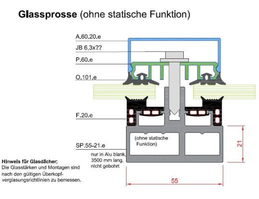 Glassprosse Alu - 1000mm